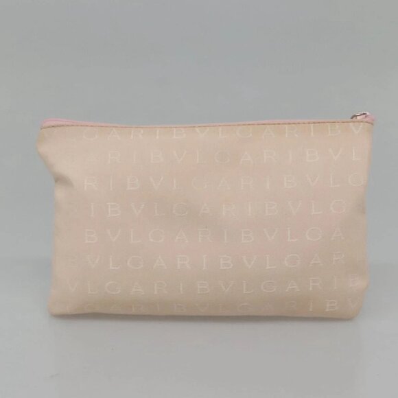 BVLGARI Logo Mania Tote Bag Canvas Pink White Silver Auth 117578 - Picture 13 of 16